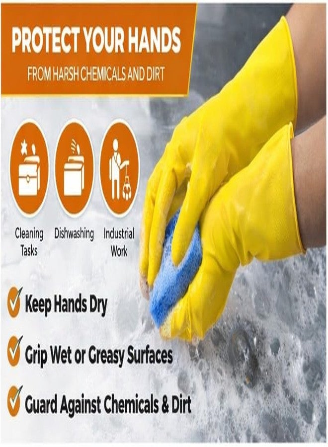 LADWA Pre-mium Household Rubber Hand gloves yellow Color (1 Pair) for Dishwashing, gardening, kitchen cleaning - Image 3